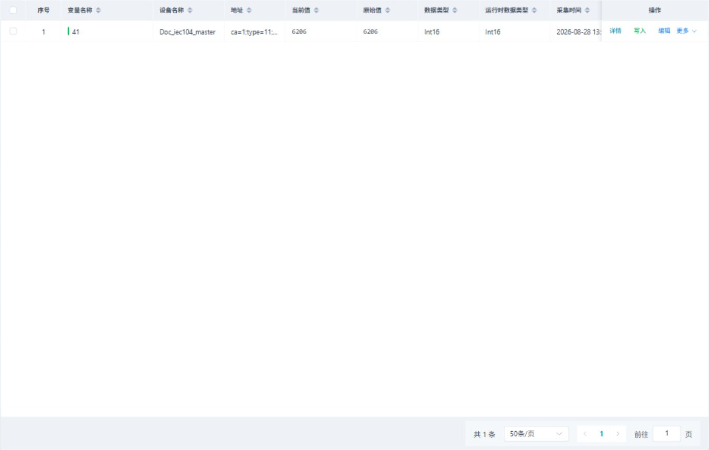 变量表格与列设置面板