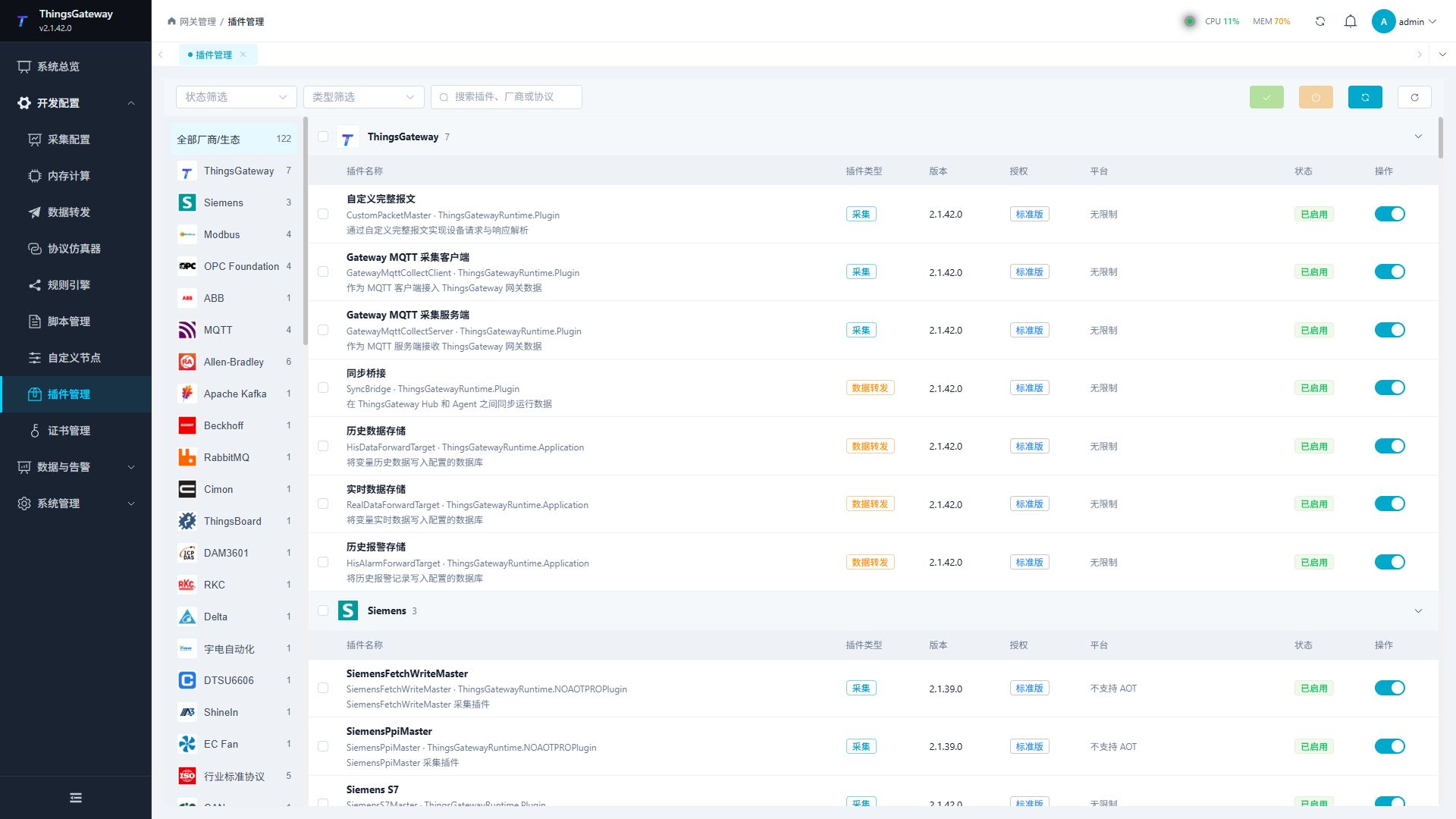 Plugin Management Page